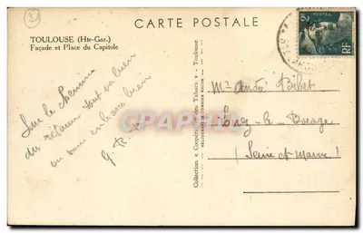 Toulouse (Hte-Gar.) — Fasada i Plac Kapsolu — wydawca Cin — Rewers