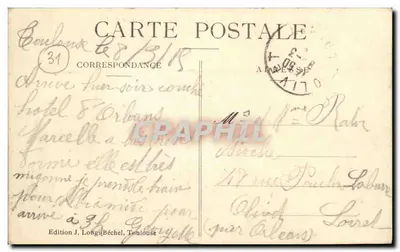 Toulouse — Vista Panorâmica e Quartel Niel — Edição J. Longi-Béchel — Verso