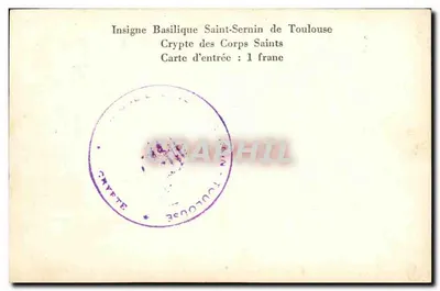 Cartolina Toulouse Insegna basilica di San Sernin — Verso
