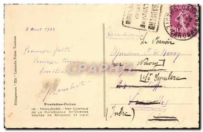Toulouse - De Kathedraal — Heliotipie 'Elfe' n°13 — Achterkant