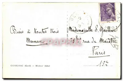Génolhac (Gard) — Hotel Moderno — editor Cenolhac — Verso