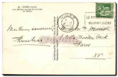 Les Arènes de Nîmes — Dzień trzasku — Wydawnictwo Sztuki 'Vivon', nr 3 — Rewers