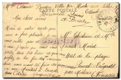 Tréboul - A Praia - Os Hotéis — Coleção Villard, n°7098 — Verso