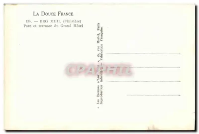 Beg Meil (Finistère) — Parque e terraço do Grand Hôtel — Les Éditions d'Art 'Vivon' — Verso