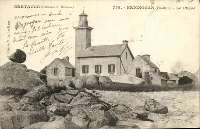 Brignogan (Finistère) — O Farol — Coleção E. Hamonic, n° 758, cliché M. A. Le Meur