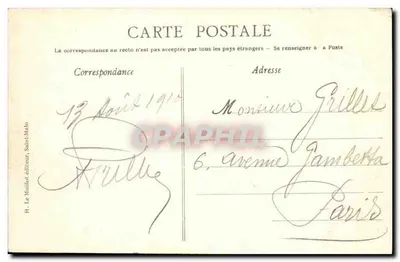 Dinard - La Cale - W oddali, St-Malo — H. Le Mallot, wydawca, Saint-Malo, nr 1403 — Rewers