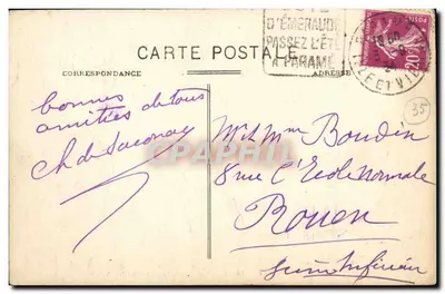 Rothéneuf - Le Hâvre - Z lewej strony, most na skałach — A. Lamire, Wydawca, Rennes — Rewers