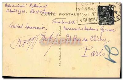Rothéneuf — A Torre do Bonheur e a Praia do Minihic — Ed. Mademoiselle Maillot — Verso