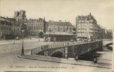 Rennes — Gare des Tramways et Place de la Mission — LL. — N° 68