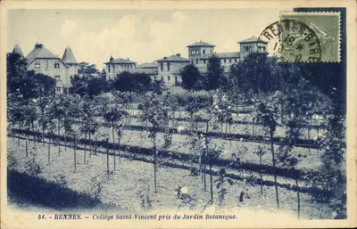 Rennes — Collège Saint-Vincent pris du Jardin Botanique — G. Arvand, éditeur