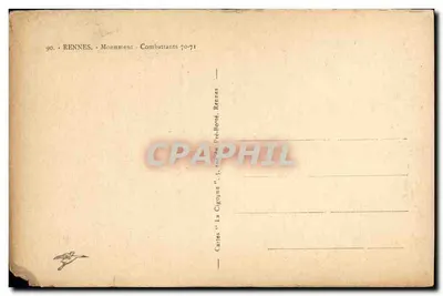 CPA Rennes Monument Combattants 1870 1871 — Verso