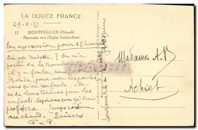 Montpellier — Panorama em direção à Igreja de Santa Ana — YVOI7 — Verso