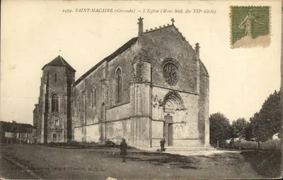 Saint-Macaire (Gironde) — A Igreja (Monumento histórico do século XII) — Géographie Hauteaine, Langon (Gironde) B.G.L.