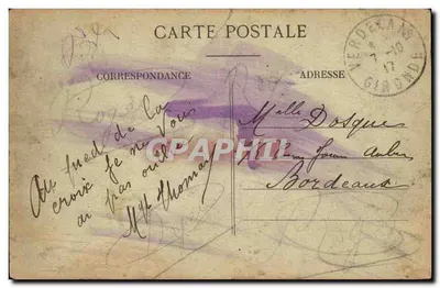 Bilhete postal antigo Verdelais O calvário — Verso