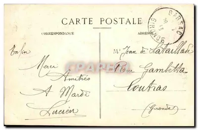 Barsac (Gironde) — Piekny kąt nad brzegiem Giron — Bromotyp Gautreau, Langon (Gironde) — Rewers