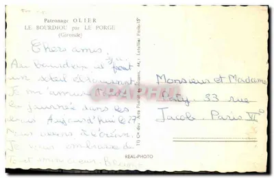Camp van vakantie in Le Bourdieu — Patronage Olier — uitgever Letellier Parijs-15e — Achterkant