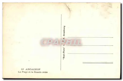 Arcachon — Plaża i Duża Przystań — 'Real-Photo' C. A. P. Strasbourg — Rewers