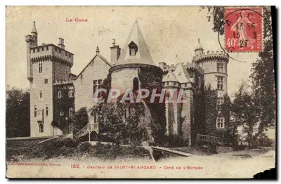 Bilhete postal antigo Castelo de Saint Blancare Core de L'Entrée
