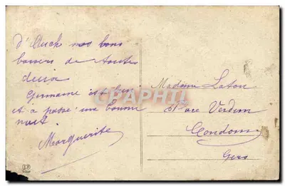 Bilhete postal antigo Castelo de Saint Blancare Core de L'Entrée — Verso