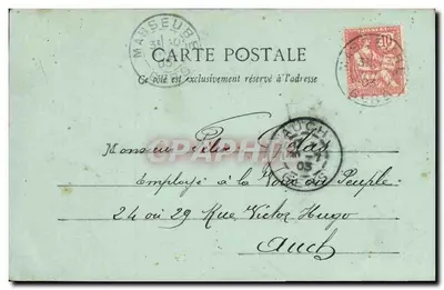 Bilhete postal antigo Castelo de St Blancard Cour d Honneur — Verso