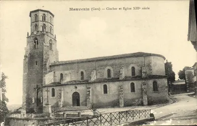 Mauvezin (Gers) — Torre da Igreja e Igreja do Século XIII — fot. Fleuran, édit. Fleuran