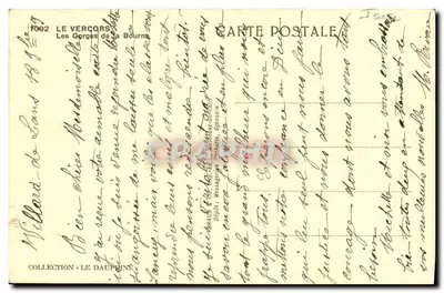 Góry Bourne — Vercors — Wydawca: Messageries de Grenoble, n° 1092 — Rewers