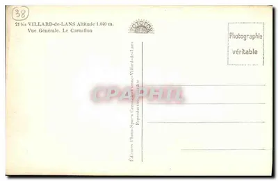 Villard-de-Lans — Ogólny widok Le Cornafion — Wydawnictwo Photo-Sports Grenoble-Vienne — Rewers