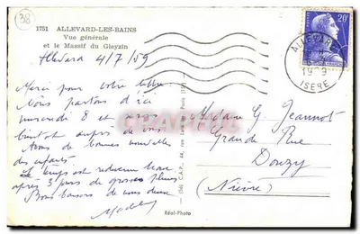Allevard-les-Bains — Vista generale e il Massiccio del Gleyzin — Réal-Photo — Verso