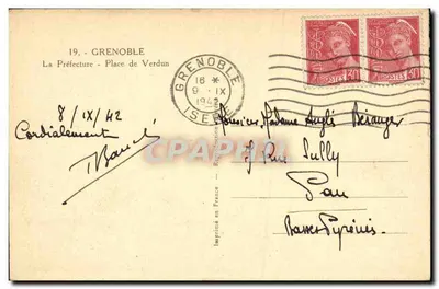 A Prefeitura - Praça de Verdun — Grenoble — Impressa na França — Verso