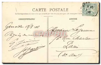 Grenoble - Isère przy Quai Perrière, Sainte-Marie-d'en-Haut i Saint-Eynard — Cliché A. V., kolekcja L. P., Grenoble — Rewers