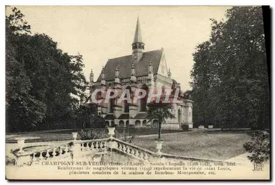 Champigny-sur-Veude (Indre-et-Loire) — Santa Capela (1508-1543), monumento histórico, vitrais representando a vida de São Luís, vários membros da casa de Bourbon-Montpensier, etc. — JND hot.