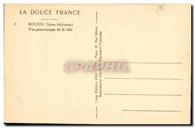 Rouen (Seine-Inférieure) — Vista panorâmica da cidade — Les Éditions d'Art YVON, Paris — Verso
