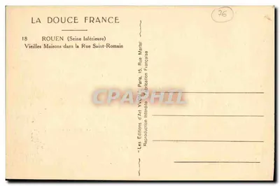 Rouen (Seine Inférieure) — Velhas Casas na Rue Saint-Romain — Yvon, n°17 — Verso