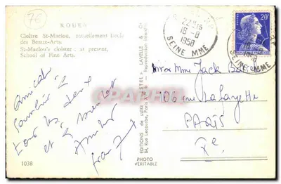 Kloster św. Maclou — obecnie Akademia Sztuk Pięknych — wydawca Éste — Rewers