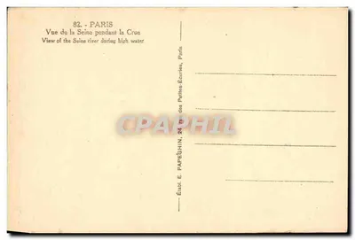 Paris — Vue de la Seine pendant la Crue — Éditeur E. Papeghin, n°82 — Verso