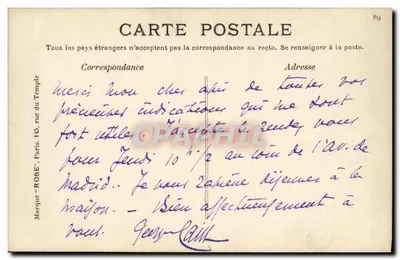 Parijs — Het museum Carnavalet — uitgever ROSE, n° 347 — Achterkant
