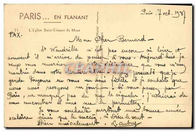 Paris — L'Église Saint-Étienne-du-Mont — Éditeur PAX, n°71 — Achterkant