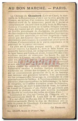Zamek Chambord — Fasada Północna — Au Bon Marché — Paryż — Rewers
