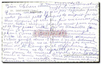 Saint-Mandé — widok panoramiczny z kościołem, placem, kawiarnią i parkiem — wydawca A. Lefèvre, nr 101 — Rewers