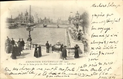 Vue sur la Seine prise du Pont Alexandre-III — Exposition Universelle de 1900 — ND Pbot