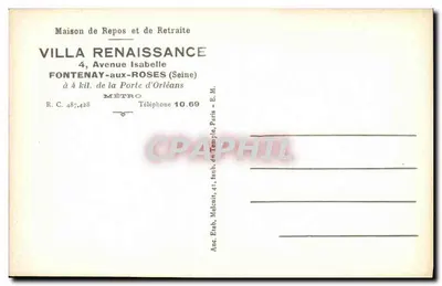 Fontenay-aux-Roses — Villa Renaissance — Editor não identificado, número de série não visível — Verso