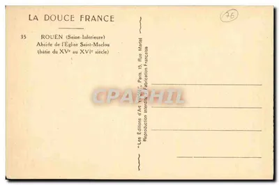 Rouen — Abside da Igreja de São Maclou — Les Éditions d'Art Yvon — Verso