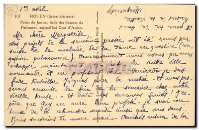 Sala das Sessões do Palácio de Justiça em Rouen — Sala do Parlamento — Edição Art Manuel, n° 107 — Verso