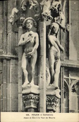 Adão e Eva na Torre do Queijo — Rua — Catedral — Marcel Rattre em Rouen — n° 456