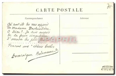 Paris - A Rue Saint-André-des-Arts — Inundações de Janeiro de 1910 — Editor A. Dinegen Frères — Verso