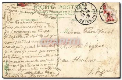 Uma Vista de Rouen — vista panorâmica em forma de pensamento — editor não identificado — Verso