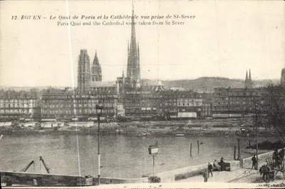 Rouen — O Quai de Paris e a Catedral vista tirada de St-Sever — Fototipia Bandu, Paris, n°12