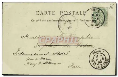 Rouen — Quartier Martinville, Stare domy nad rzeką Aubette — Fot. M. Ogir, kolekcja ND, nr 149 — Rewers