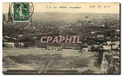 Bilhete postal antigo Rouen Igreja de São Ouen Vista Geral