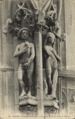 Rouen - Catedral, Estátuas de Adão e Eva na Torre de Beurre — Bromontyjite, n°501